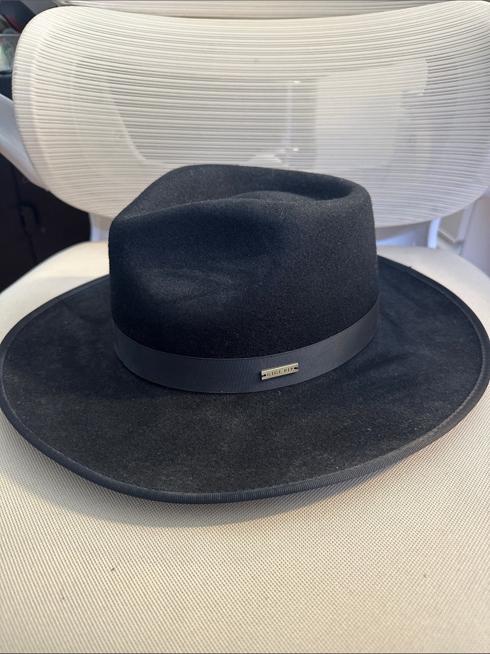 GIGI PIP Black Wide Brim Fedora Hat